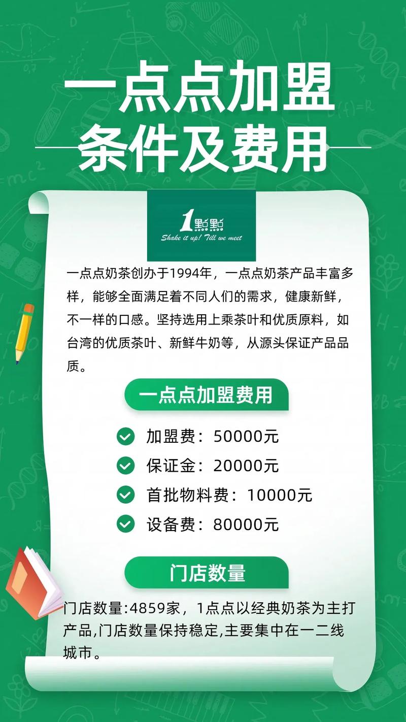 一点点奶茶加盟店需要多少钱