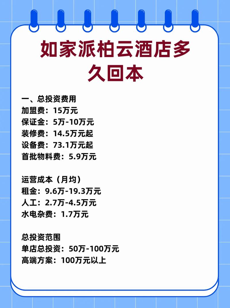 连锁酒店加盟费需要多少钱